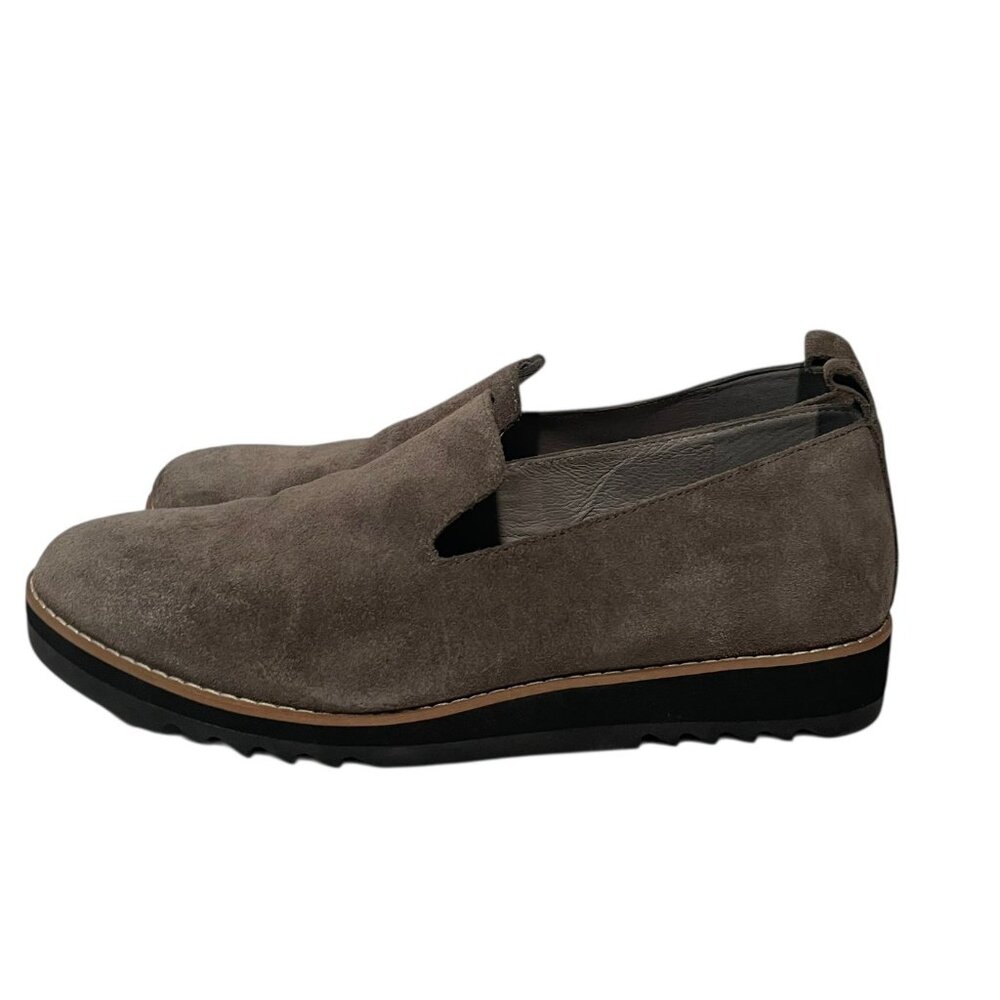 EILEEN FISHER Embrace Gray Suede Slip On Loafers Sz 9 Classy Comfort Office - Picture 2 of 9